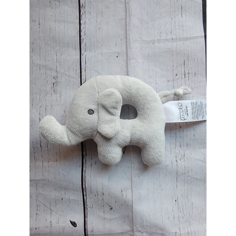 Precious Firsts by Carters Plush Gray Elephant Toy Rattle